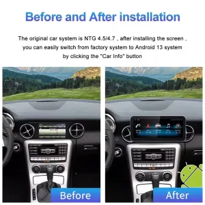 قم بترقية وحدة رأس مرسيدس SLK W171 W171 بنظام أندرويد 2008-2011 NTG4.5 مع وحدة معالجة مركزية 8 نواة، 4+64 جيجابايت أو 6+128 جيجابايت، شاشة IPS مقاس 12.3 بوصة، DSP، نظام DSP، نظام CarPlay اللاسلكي ونظام Android Auto.