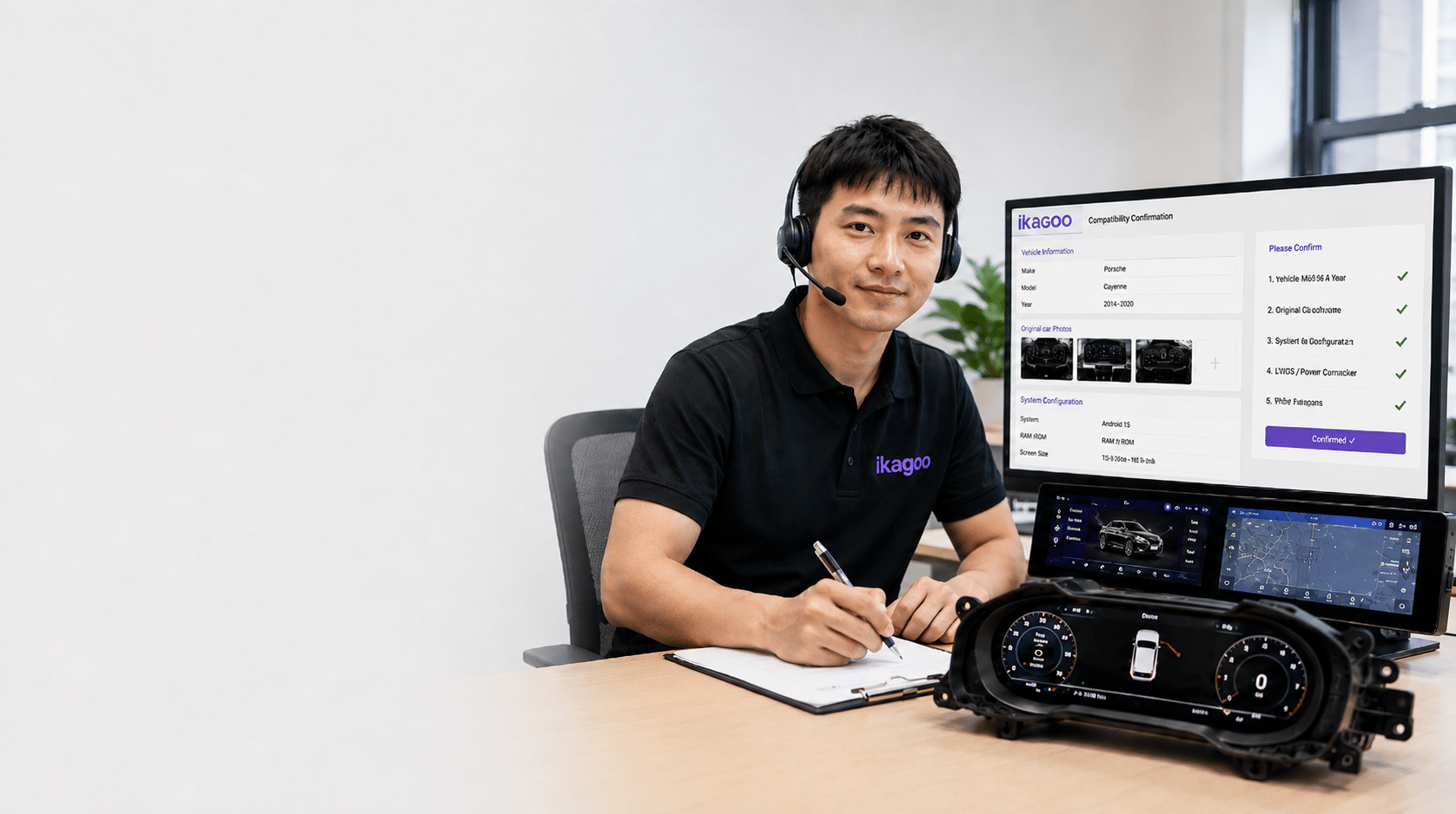 مهندس iKAGOO يراجع توافق المركبات لترقيات شاشات العدادات الرقمية ووحدات الرأس أندرويد