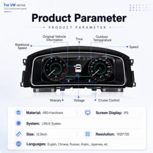 VW Golf Mk7 virtual cockpit LCD instrument panel product parameter for VW series