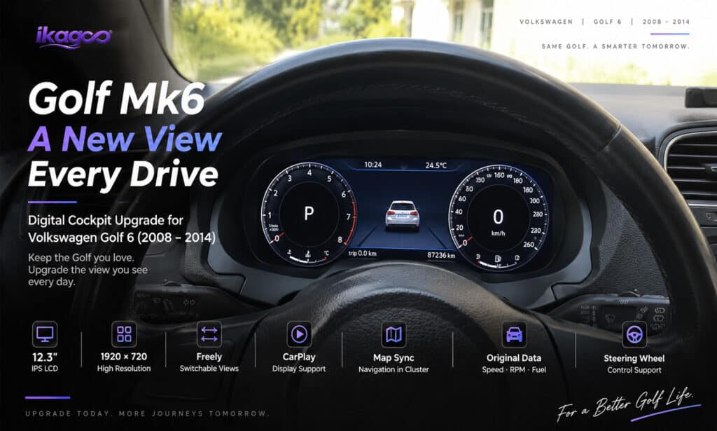 ترقية قمرة القيادة الرقمية Golf Mk6: CarPlay، مزامنة الخرائط والمزيد