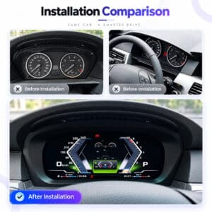 مقارنة لوحة عدادات BMW E60 E61 قبل وبعد تركيب مجموعة العدادات الرقمية
