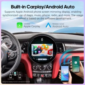 MINI Android screen showing CarPlay and Android Auto interface