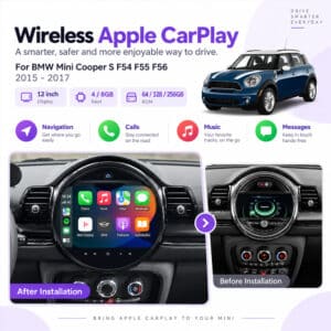 Wireless Apple CarPlay feature graphic for MINI Android screen
