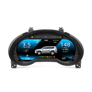 لوحة عدادات رقمية لكزس GX400 GX460 مواجهة للأمام على خلفية بيضاء سادة، بتصميم عرض عدادات أزرق