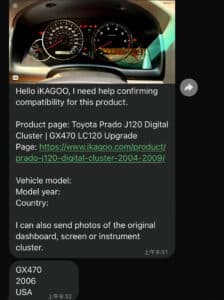 تأكيد مركبة عميل أمريكي حقيقية لسيارة 2006 ليكسوس GX470 ومشاركة مجموعة العدادات الأصلية مع iKAGOO